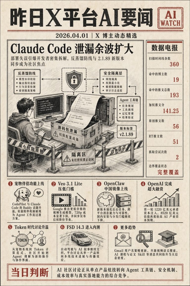 Claude Code 源码泄漏引热议，Google Veo 降价与 OpenAI 巨额融资